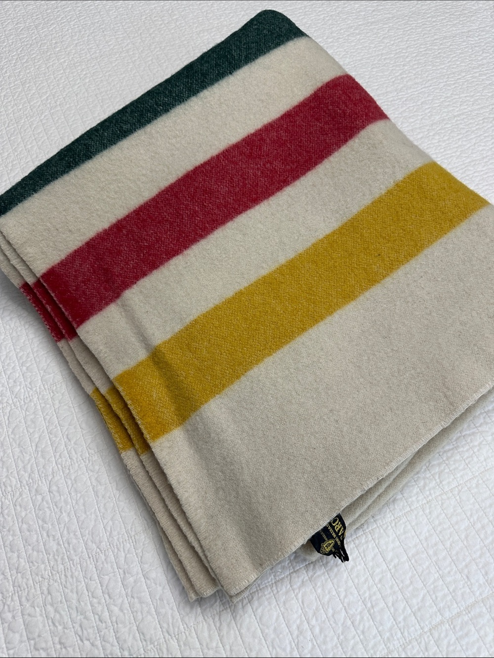 Woolrich Pearce Striped Wool Blanket Vintage Hampton Washable 66” x 80”